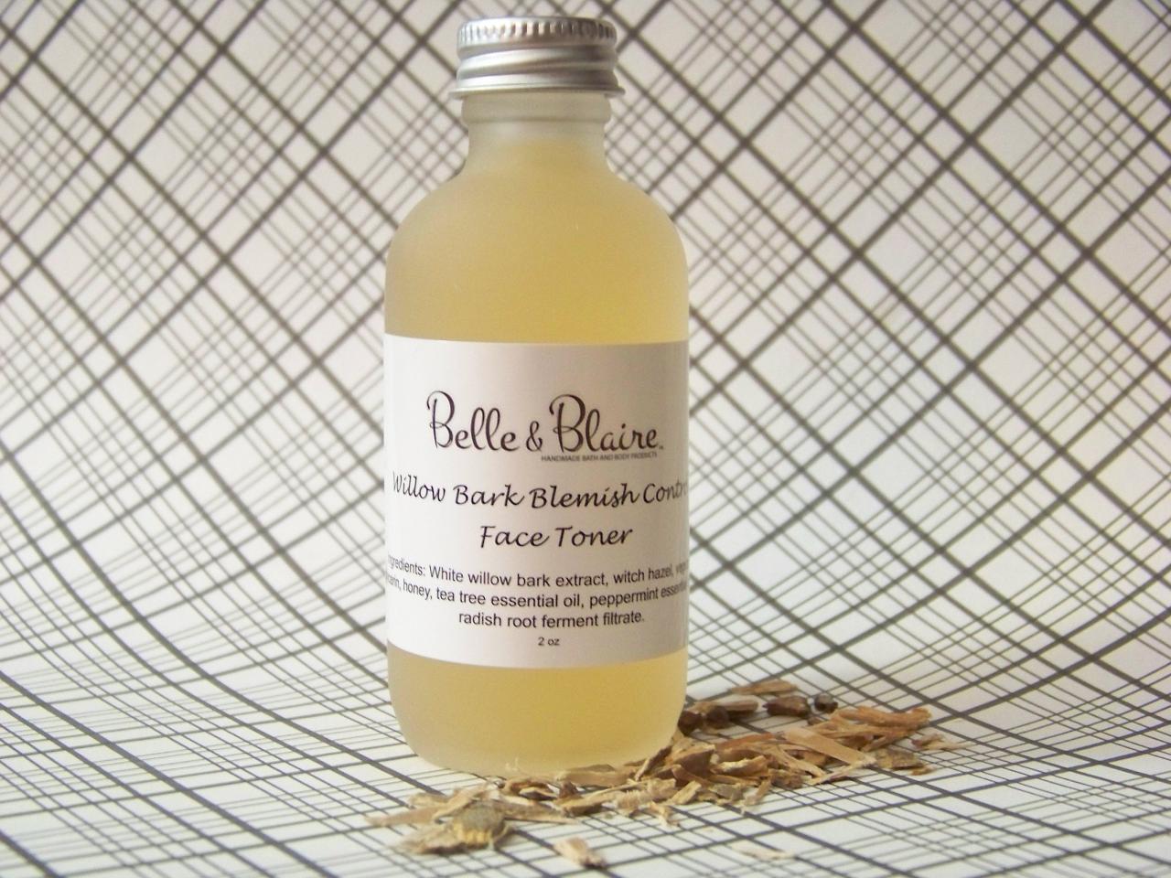 Willow Bark Blemish Control Face Toner- Plant Based Organic Skin Care- Natural Facial Toner- Floral Toner- 2oz